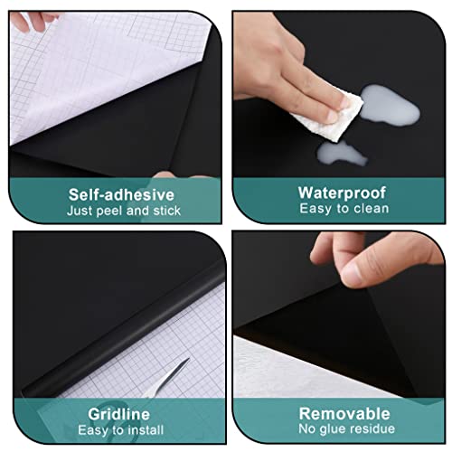 Arthome 23.6"x200" Black Wallpaper Peel and Stick Contact Paper,Matte Black Wallpapers Self-Adhesive Removable Vinyl Wallpaper Waterproof Oil Proof Contact Paper for Cabinet Countertop Wall Covering - color: Black Matte, size: 23.6" x 200"