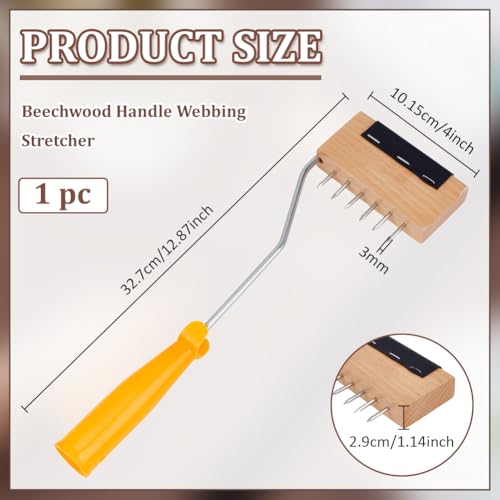 BENECREAT Webbing Stretcher Stretching Tool, Webbing Puller Stretcher, Upholstery Repair Tool, Lever Design, The Close to Frame with Plenty of Leverage - color: BurlyWood-Toothed version