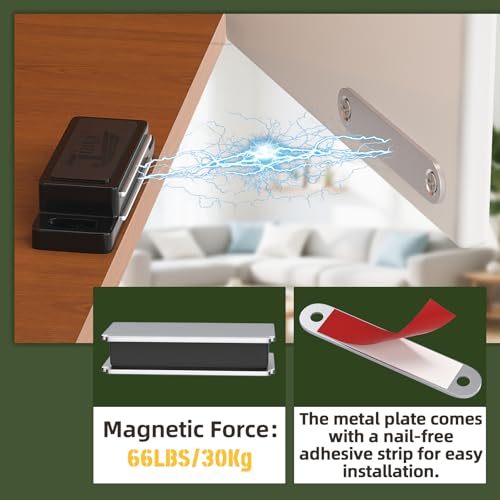 Jiayi 66 LB Cabinet Door Magnets Heavy Duty Magnetic Door Drawer Latch - color: Black