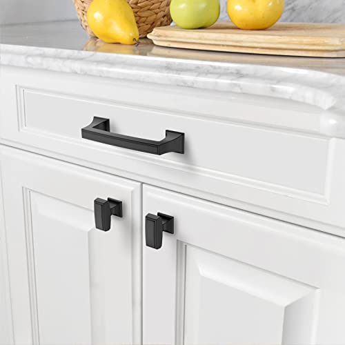 Amerdeco 10 Pack Matte Black Cabinet Pulls 3-3/4 Inch(96mm) Hole Center Cabinet Hardware Kitchen Cabinet Handles for Bathroom Drawer Pulls Dresser Pulls ZH0010 - color: Matte Black, size: 3.75"/96MM Hole Center