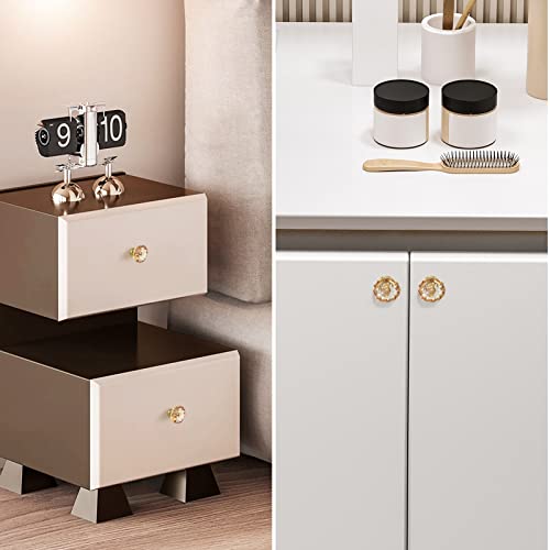 4 Pack Glass Cabinet Knobs and Pulls, Round Champagne Crystal Knobs for - color: Champagne Crystal and Satin Brass Base, size: 4 Pack (36mm)