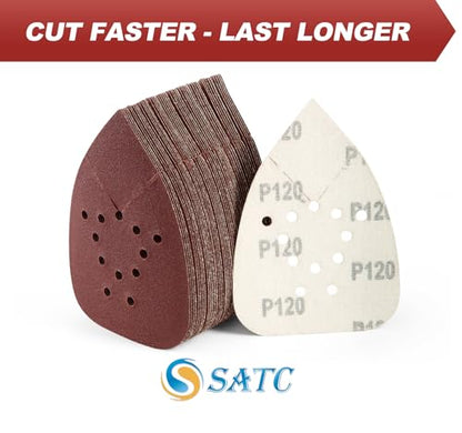 S SATC Mouse Sander Sandpaper 50PCS Mouse Sanding Pads 12 Holes Hook and Loop Sandpaper 120 Grit Detail Palm Sand Paper - style: 50 PCS 12 Hole 120 Grit