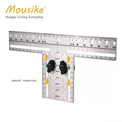 Mousike Cabinet Pull Metal Template， Handle Drill Mounting Template for Cabinet Doors and Drawers(Silver,1Pack)