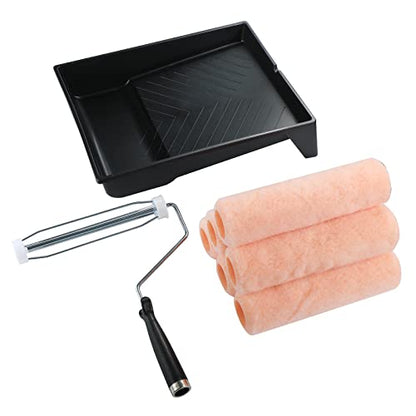 KUPOO 9" Paint Roller Set Kit with Frame,Tray&Cover Refills for Walls