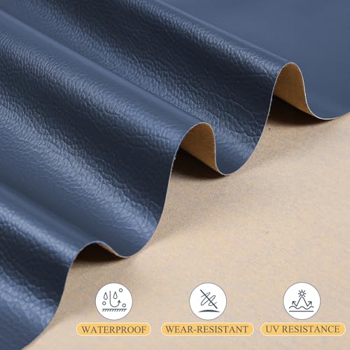 Faux Leather 0.7mm Upholstery Fabric by the Yard 12 Yard Navy Blue - color: Navy Blue, size: 12 Yard