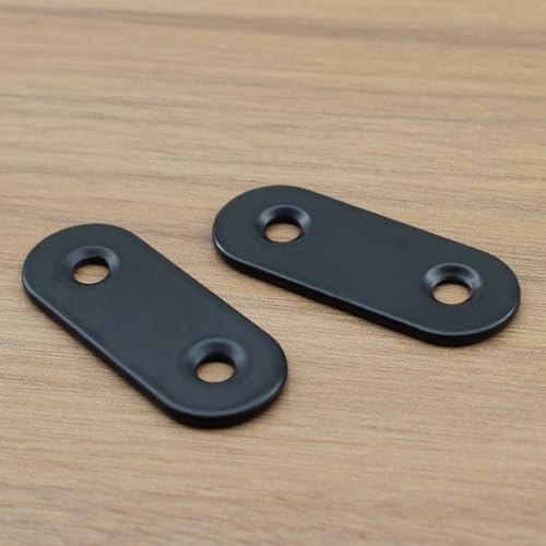 20 Pcs Black 1.5" Stainless Steel Straight Brackets, Flat Mending Plates for Wood Furniture Repair, 40x16mm Flat Brackets with Screws - size: 1.5" (40mm x 16mm)