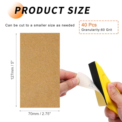 40 Pcs 80 Grit Sandpaper 2.75x5 Inch Sand Paper Alumina Abrasive - size: 2.75 x 5 Inch(80 Grit)
