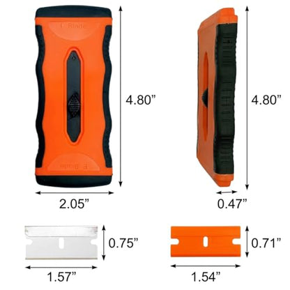Mister Rui 2-in-1 Razor Scraper, 20 Blades, Retractable, Multi-Surface - color: 1 Retractable Orange