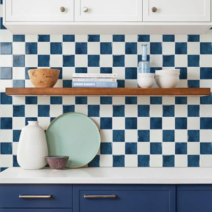 STICKGOO 10 Sheets Peel and Stick Backsplash - 9" x 9" 5D Adhesive Peel and Stick Tile Backsplash for Kitchen&Bathroom - color: White,Blue