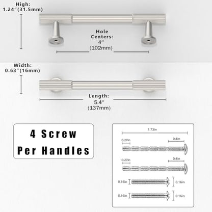 10 Pack Brushed Satin Nickel Cabinet Pulls 4 Inch(102mm) Kitchen Cabinet Handles Solid Zinc Alloy Cabinet Hardware Drawer Pulls - color: Brushed Satin Nickel, size: 4" Hole Center