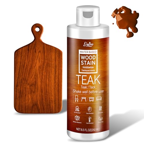Water Based Wood Stain - Teak | Wood Varnish for Indoor ＆ Outdoor Furniture, Wardrobe, Cabinets, Doors, Low Odor ＆ Non-Toxic, Fast Drying, Multiple Classical Finishes - 8.5fl.oz / 250ml - color: Teak