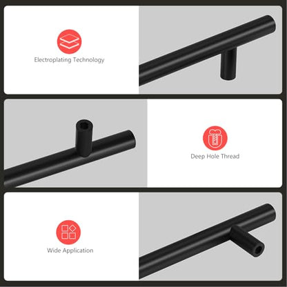 homdiy Black Cabinet Handles 20Pack 6-1/4inch Hole Center Kitchen Drawer Pulls and Knobs Stainless Steel Cabinet Hardware for Bathroom, Cupboard - color: Black, size: 6-1/4in hole centers