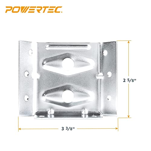 POWERTEC Surface Mount Corner Brackets 4PK w/Mounting Hardware, Corner Braces for Desk Legs/Coffee Table/Dining Table/Bench Legs (71428) - size: 2-5/8" x 3-3/8", style: Flat Corner Brackets Combo, 4PK