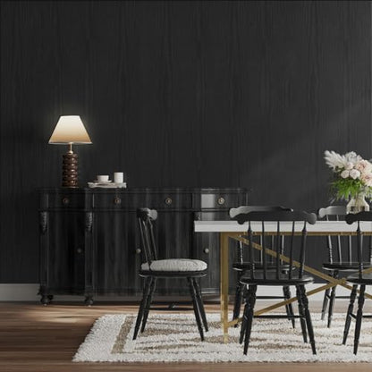 Abyssaly Black Wood Contact Paper Peel and Stick Wallpaper for Cabinets - color: Black, size: 17.7" x 1004"