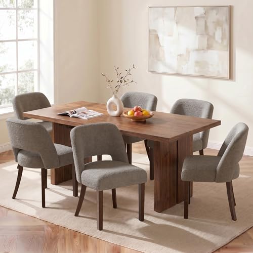 Usaint Upholstered Dining Chairs Set of 4, Modern Fabric Kitchen Chairs - color: Brown