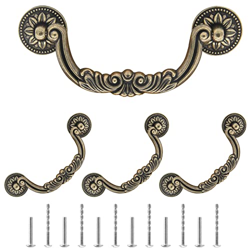 4Pcs 5 Inch Antique Bronze Drop Bail Drawer Pull Handles