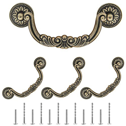 4Pcs 5 Inch Antique Bronze Drop Bail Drawer Pull Handles