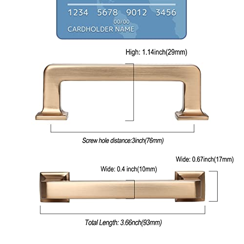 9BUILD 10 Pack 3 Inch Champagne Bronze Cabinet Handles,Kitchen Hardware - color: Champagne Bronze, size: 3"/76MM Hole Center
