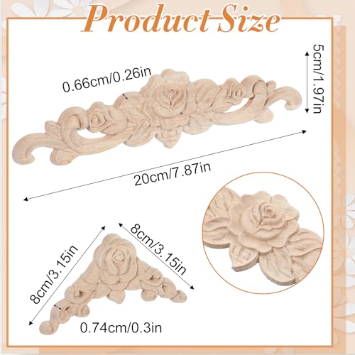 5Pcs Wood Appliques Onlays Decorative, Wood Appliques for Furniture