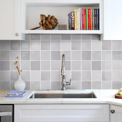 COMSTICKC Thicker Peel and Stick 3D Backsplash Tiles Kitchen Bathroom - color: Light Gray