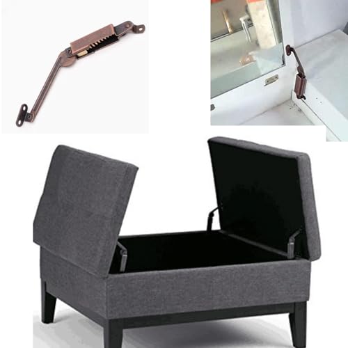 2-Piece Antique Bronze Spring-Loaded Cover Plate Support Hinge (with Screws) - Suitable for Tables, Toy Boxes, and Furniture Cabinet Hardware, Easy to Install, Rust-Proof and Durable.