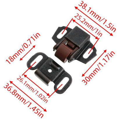 4 Sets Cabinet Door Latch, Single Roller Catch with Mounting Screws - color: Redish-brown