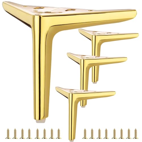 7 inch /18cm Shiny Gold Metal Furniture Legs Set of 4 - color: Shiny Gold, size: 7 inch