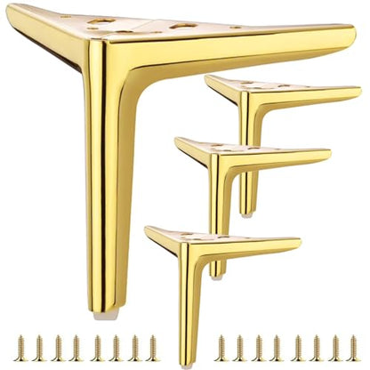 7 inch /18cm Shiny Gold Metal Furniture Legs Set of 4 - color: Shiny Gold, size: 7 inch