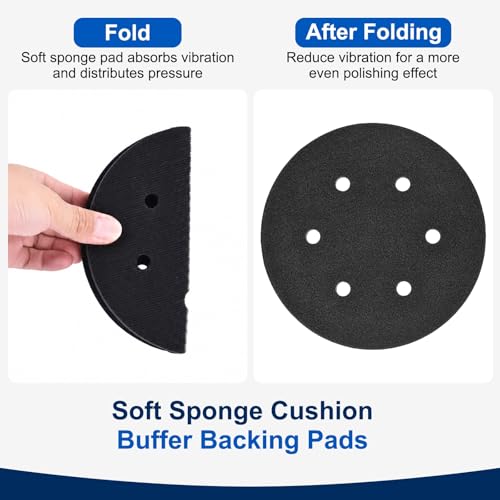 5Pcs 6 Inch Interface Pads, 6 Hole Foam Sanding Pads - size: 6 Hole