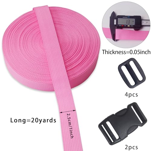Deep Pink 1 inch Webbing Strap Kit for DIY Crafts-Backpacks-20yds - color: Deep pink