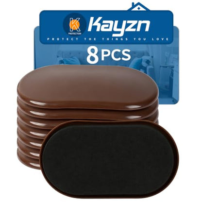 8 Pack Furniture Slider, 3-1/2" x 6" Oval Heavy-Duty Furniture Movers - color: Brown, size: 3-1/2" x 6"(For Carpet)