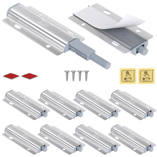Push to Open Cabinet Latches Hardware Magnetic Push Latch Jiayi 10 Pack Door Latch Heavy Duty Touch Latches Kitchen Door Push Release Latch for Drawer Closure Push Catch Press Out Catches - color: Silver, size: 10 Pack