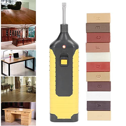 Floor and Furniture Cracks Repair Kit with Easy Usefully Melting Tool Sandable and Quick Drying Wax Filler for Hardwood Matches Maple Oak Cherry Walnut and Mahogany