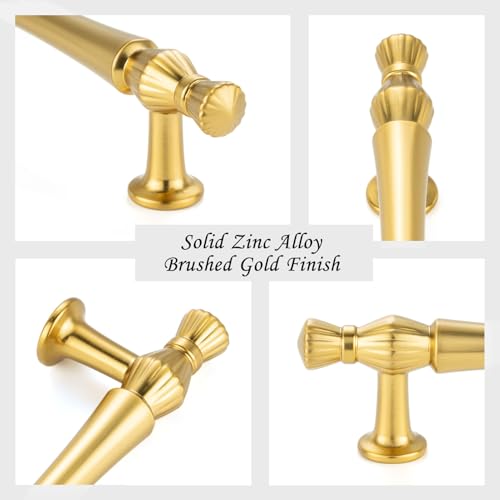 3-3/4 Inch Brushed Gold Cabinet Pulls 10 Pack French Style P2408 - color: Brushed Gold, size: 3-3/4" Hole Centers-10 Pcs
