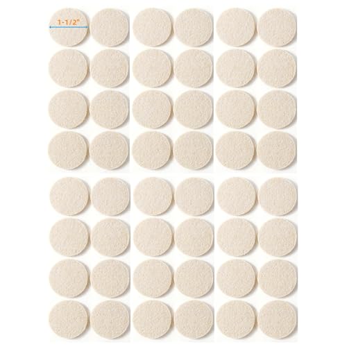 Furnigear Felt Furniture Pads for Hardwood Floors - Self Adhesive Chair Felt Pads, Floor Protector for Furniture Feet, Furniture Sliders Moving Furniture Smoothly - Anti Scratch 48 Pcs 1-1/2" Round - color: Beige - Round, size: 1-1/2" Round 48pcs