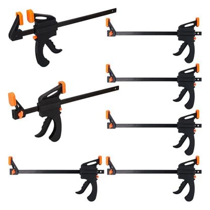 7 PCS 8 Inch Bar Clamps for Woodworking, Orange E-Z Hold Woodworking Bar Clamps Set, One-Handed Quick F Clamps, F Clamps Set for Carpenters & Woodworkers Tools - size: 7 PCS 8 Inch