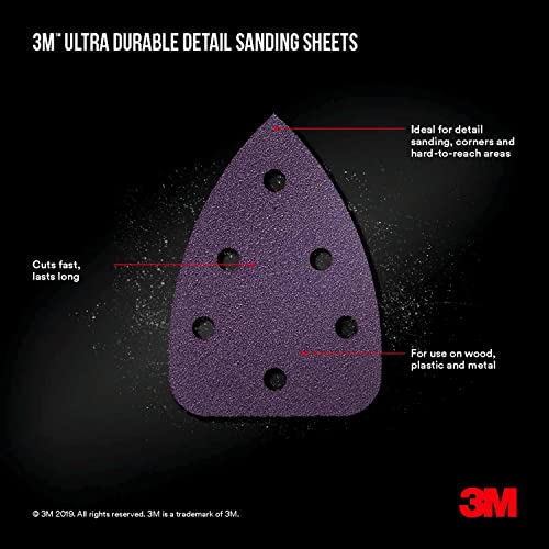 3M Ultra Durable Detail Sanding Sheets, 60 grit, 5/Pack - size: 60 Grit