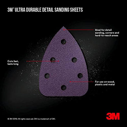 3M Ultra Durable Detail Sanding Sheets, 60 grit, 5/Pack - size: 60 Grit