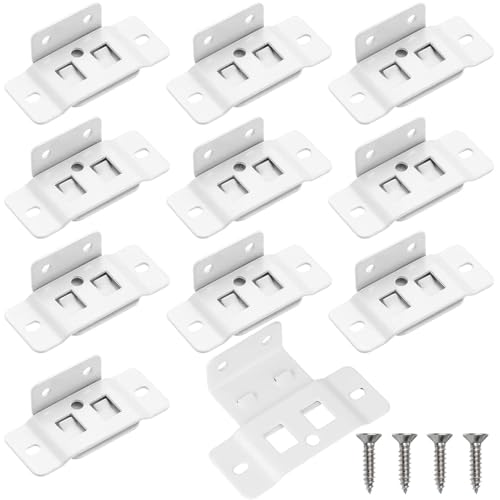 10 Pack Quick Fitting Furniture Joint Bracket, Duty Corner Brace Joint Right Angle Bracket, Stainless Steel Furniture Corner Connectors with Screws for Drawers, Cabinets, Tables, and Chairs (White) - color: White