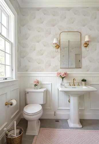 Neutral Botanical Peel and Stick Wallpaper Modern Farmhouse Contact Paper - color: Neutral/Beige, size: 17.3" x 197"