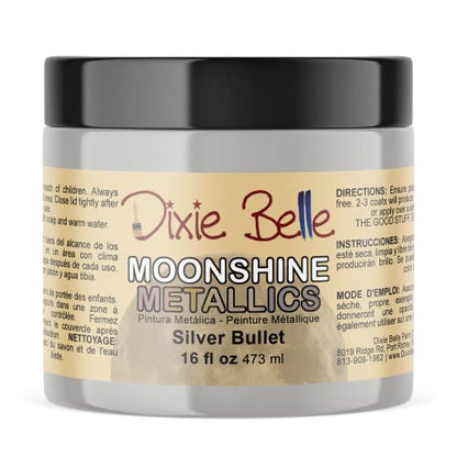 Dixie Belle Paint Company Moonshine Metallics - Silver Bullet (16oz) - color: Silver Bullet, style: 16 Fl Oz (Pack of 1)