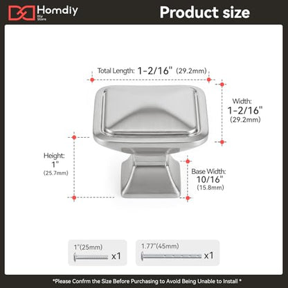 homdiy 20 Pack Brushed Nickel Cabinet Knobs, Solid Zinc Alloy, Single Hole - color: Brushed Nickel, size: Single Hole Center