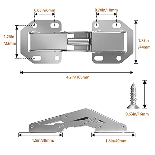 8-Pack Hidden Hinges for Cabinet Doors Frameless Cabinet Hinges 4" Concealed Cabinet Hinges Surface Mount Hinges - size: 8 Pack