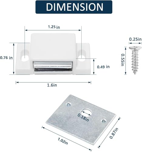 BokWin Magnetic Door Catch, 12-Pack, White - color: White