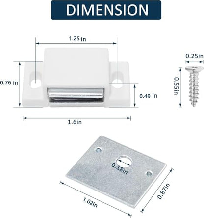 BokWin Magnetic Door Catch, 12-Pack, White - color: White