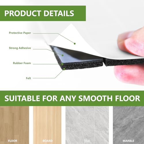 Felt Furniture Pads for Hardwood Floors 48 PCS 1" Square, Black - size: 48PCS 1 inch Square Black
