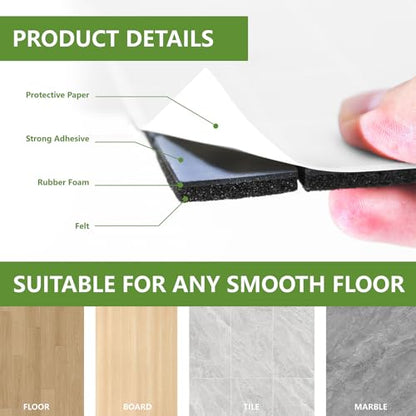 Felt Furniture Pads for Hardwood Floors 48 PCS 1" Square, Black - size: 48PCS 1 inch Square Black