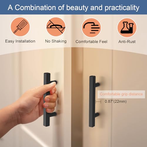 AEEKEL 30 Pack Matte Black Kitchen Cabinet Handles, 5" Length Drawer Pulls - color: Matte Black, size: 3 In Hole Center