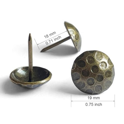 100PCS D19mm Upholstery Tacks Brass,Vintage Furniture Metal Thumb Tacks FW