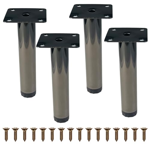 4 Pcs 5" Adjustable Polish Black Furniture Legs for Cabinet, DIY Shelf - color: Polish Black, size: 5" / 13cm